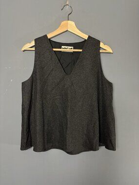 HACHE Womens Size 42 (US 4-6) Dark Gray Sleeveless Wool Swing Top V-Neck